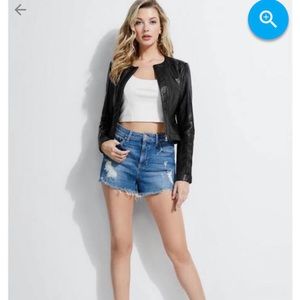 Black faux leather Guess jacket